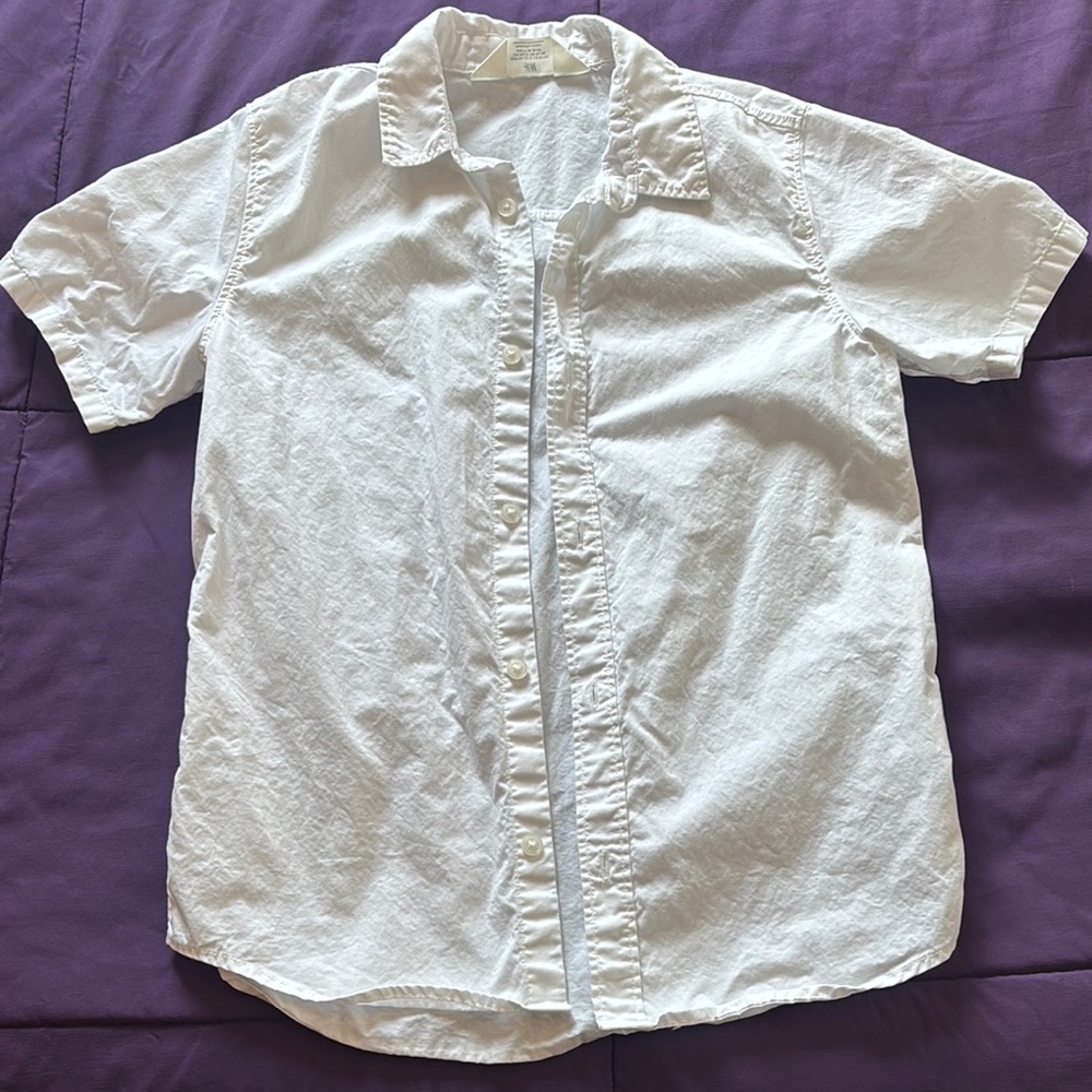 Kids boys White Short Sleeve Shirt H&M size 10-11